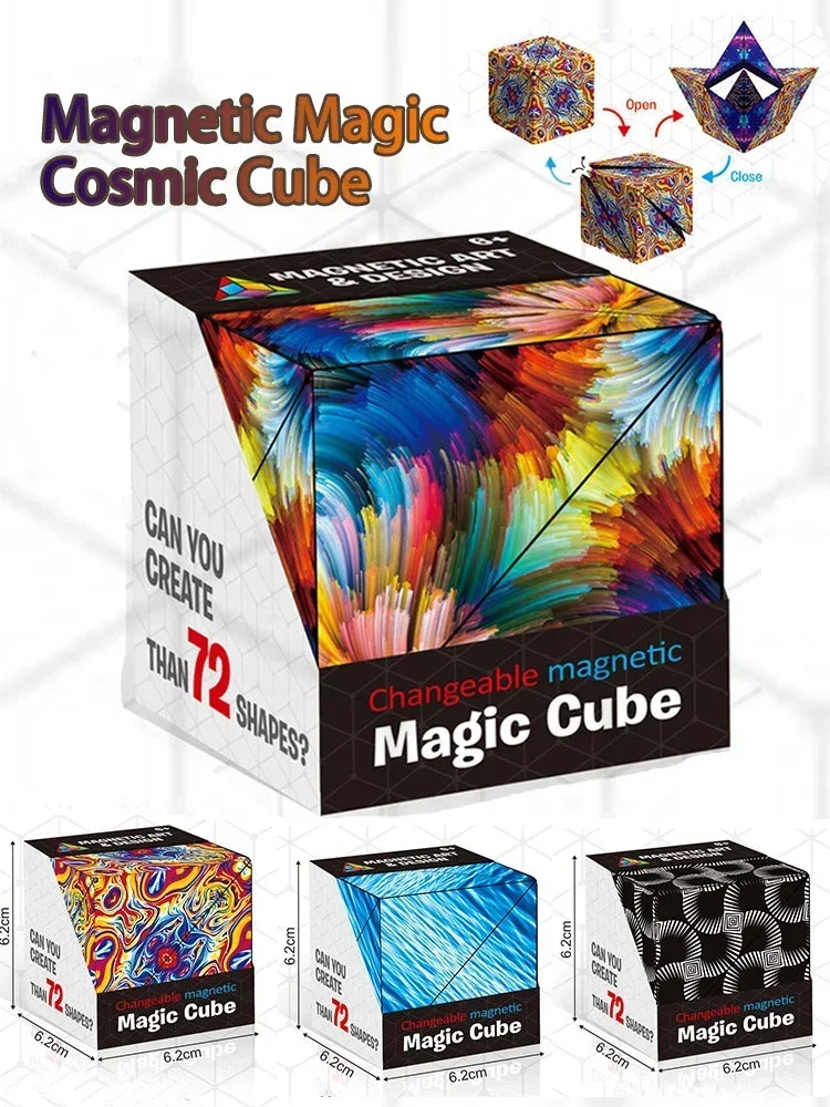 Cubo Mágico Magnético Mutável Geométrico para Crianças, Anti Stress, 3D Hand Flip Puzzle, Stress Reliever Fidget Toy, Novo