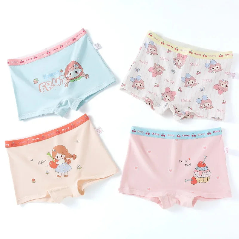 Children's Pure Cotton Briefs Women's Mid-waisted Shorts Four Corners Comfortable Breathable Underpants for Baby Girls Boys 