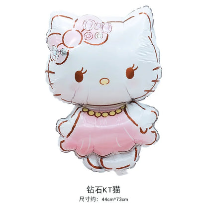 Cute Anime Party Decoração Balões Set, Tema Hello Kitty, Kawaii Girl Birthday Party, Balões do chuveiro do bebê, 5pcs