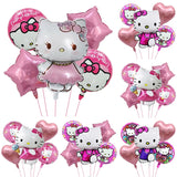 Lindo juego de globos decorativos para fiesta de anime, temática de Hello Kitty, fiesta de cumpleaños de niña kawaii, globos para baby shower, 5 piezas 
