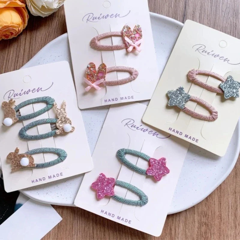 Bonita pinza para el pelo con forma de estrella de cinco puntas para niña, conejito, flequillo lateral, pelo roto, pinza BB, accesorios para el pelo de bebé. 