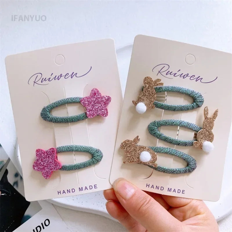 Bonita pinza para el pelo con forma de estrella de cinco puntas para niña, conejito, flequillo lateral, pelo roto, pinza BB, accesorios para el pelo de bebé. 