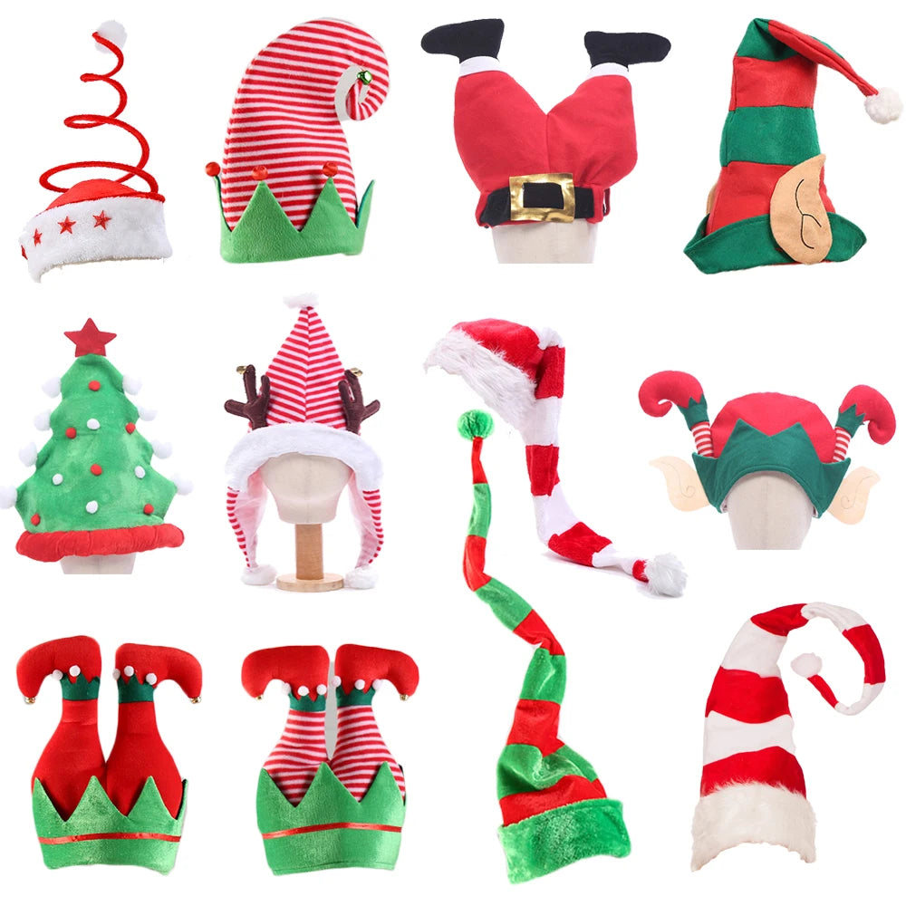 Cute Cartoon Stripes Hat for Christmas, Plush Elf Santa, Creative Türkiye Hats, Xmas Party Ornament, Decoration Props, New Year 