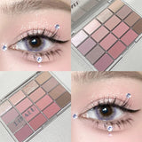 DIKALU - Paleta de sombras de ojos coreanas de baja saturación, 16 colores, alto nivel de apariencia, control mate, cobertura natural de tonos tierra rosados 
