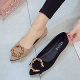 DLSYXD-Women's shoes, fine toe, wear-resistant, comfortable, non-slip, simple metal decorative, fashion casual, spring and autumn 