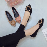 DLSYXD-Women's shoes, fine toe, wear-resistant, comfortable, non-slip, simple metal decorative, fashion casual, spring and autumn 