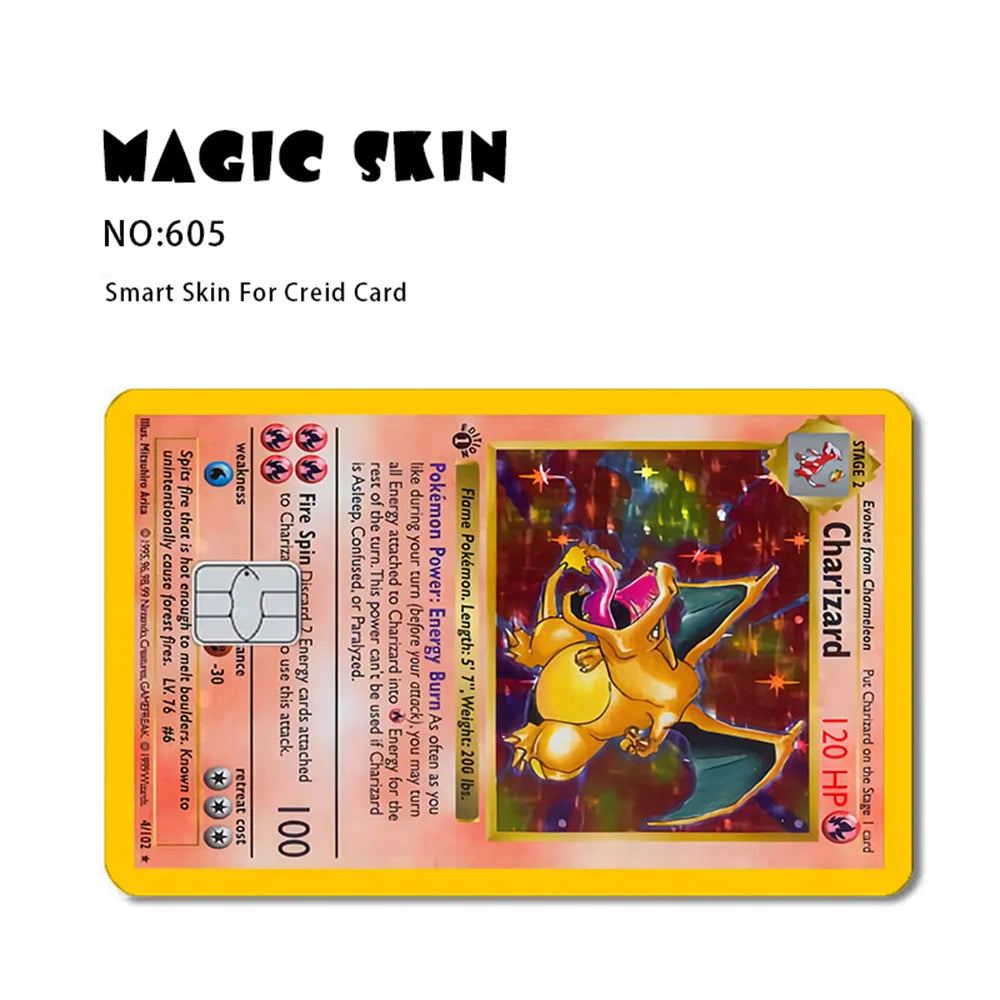 Pokemon Card Waterproof Decals, Game Card Skin, Big and Small Chip Sticker, Stereo 2.5D HD 