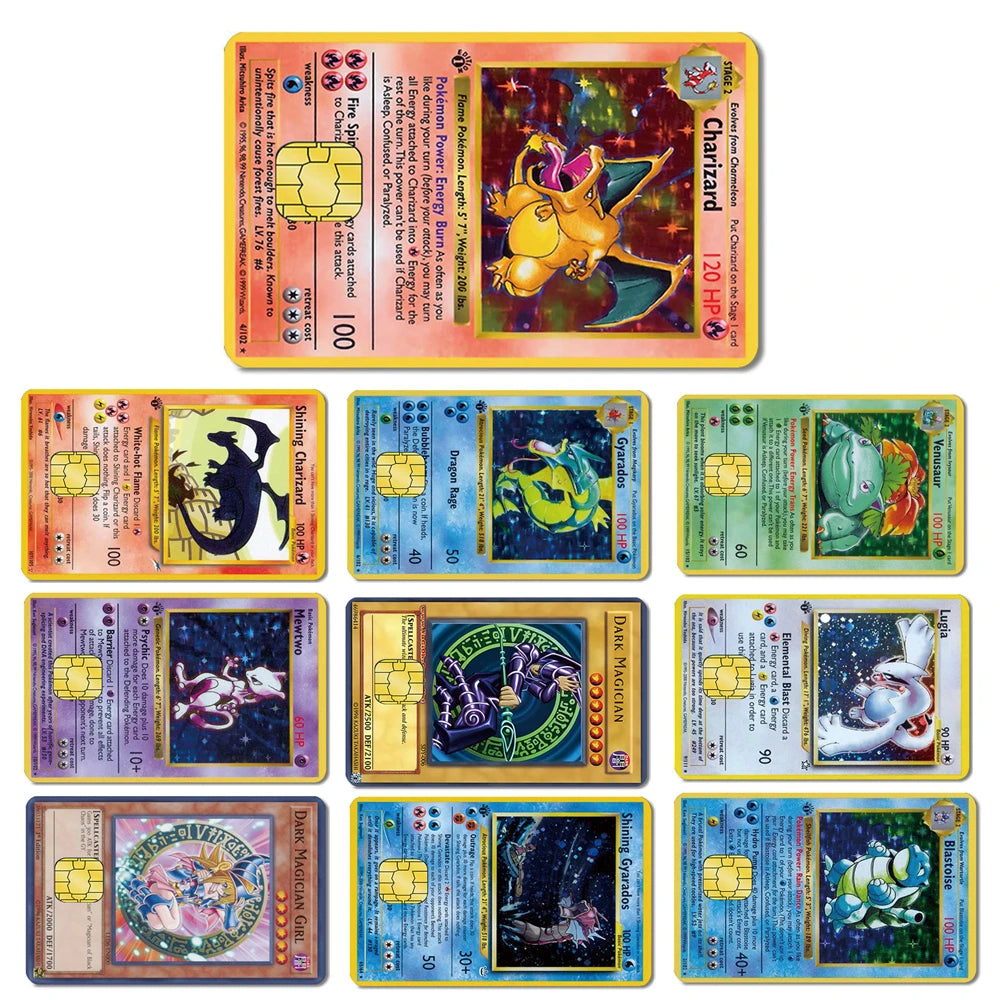 Pokemon Card Waterproof Decals, Game Card Skin, Big and Small Chip Sticker, Stereo 2.5D HD 