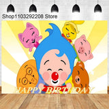 Plim Cartoon Theme Decoration for Kids, 1st Birthday Party Supplies, Baby Shower, Rainbow Circus Background, Photography Props 