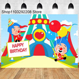 Plim Cartoon Theme Decoration for Kids, 1st Birthday Party Supplies, Baby Shower, Rainbow Circus Background, Photography Props 