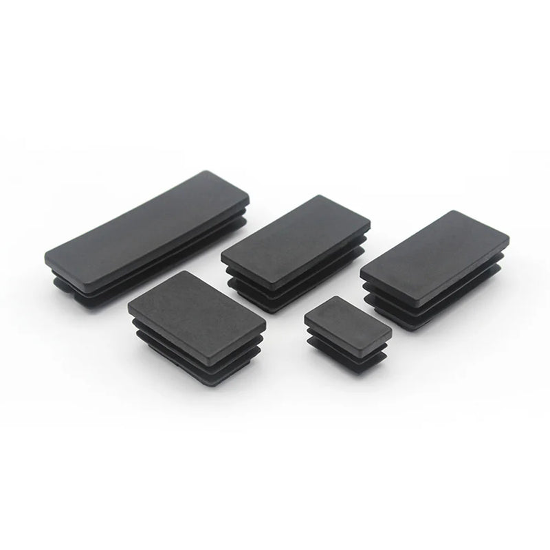 Tapas rectangulares decorativas de plástico negro para patas de muebles, tapones para tubos, tapas antipolvo, 10 x 20 mm, 40 x 80 mm 