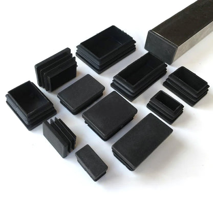 Decorative Black Plastic Rectangle End Caps, Furniture Leg Tube, Pipe Inserts Plugs, Bung Dust Cover, 10x20mm, 40x80mm 