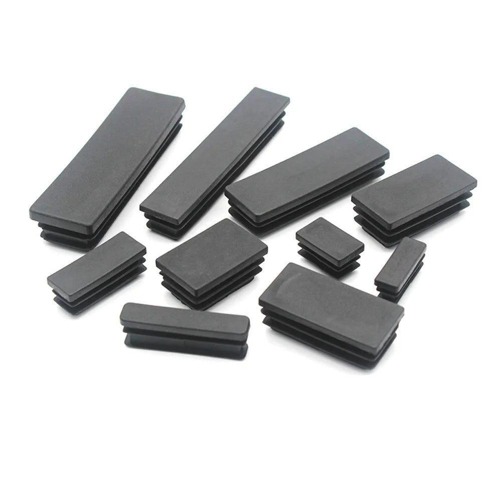 Decorative Black Plastic Rectangle End Caps, Furniture Leg Tube, Pipe Inserts Plugs, Bung Dust Cover, 10x20mm, 40x80mm 