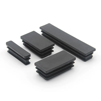 Decorative Black Plastic Rectangle End Caps, Furniture Leg Tube, Pipe Inserts Plugs, Bung Dust Cover, 10x20mm, 40x80mm 