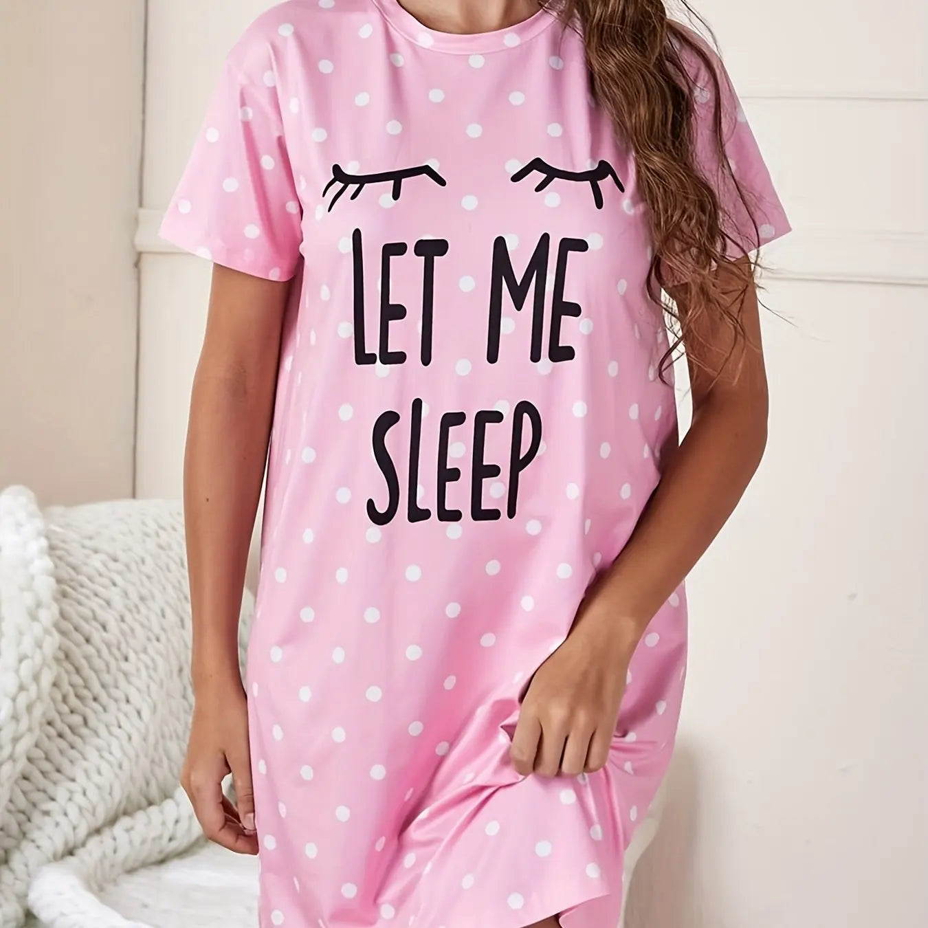 Camisón estampado de talla grande para mujer, ropa de casa, seda helada, manga corta, pijama para niñas con busto grande 