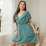 Della Mel-Vestido feminino com decote em v, vestidos casuais de verão, elegante vestido de festa, vestido grande, design de moda, tamanho grande, 4XL, 3XL