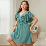 Della Mel-Vestido feminino com decote em v, vestidos casuais de verão, elegante vestido de festa, vestido grande, design de moda, tamanho grande, 4XL, 3XL