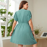 Della Mel-Vestido feminino com decote em v, vestidos casuais de verão, elegante vestido de festa, vestido grande, design de moda, tamanho grande, 4XL, 3XL