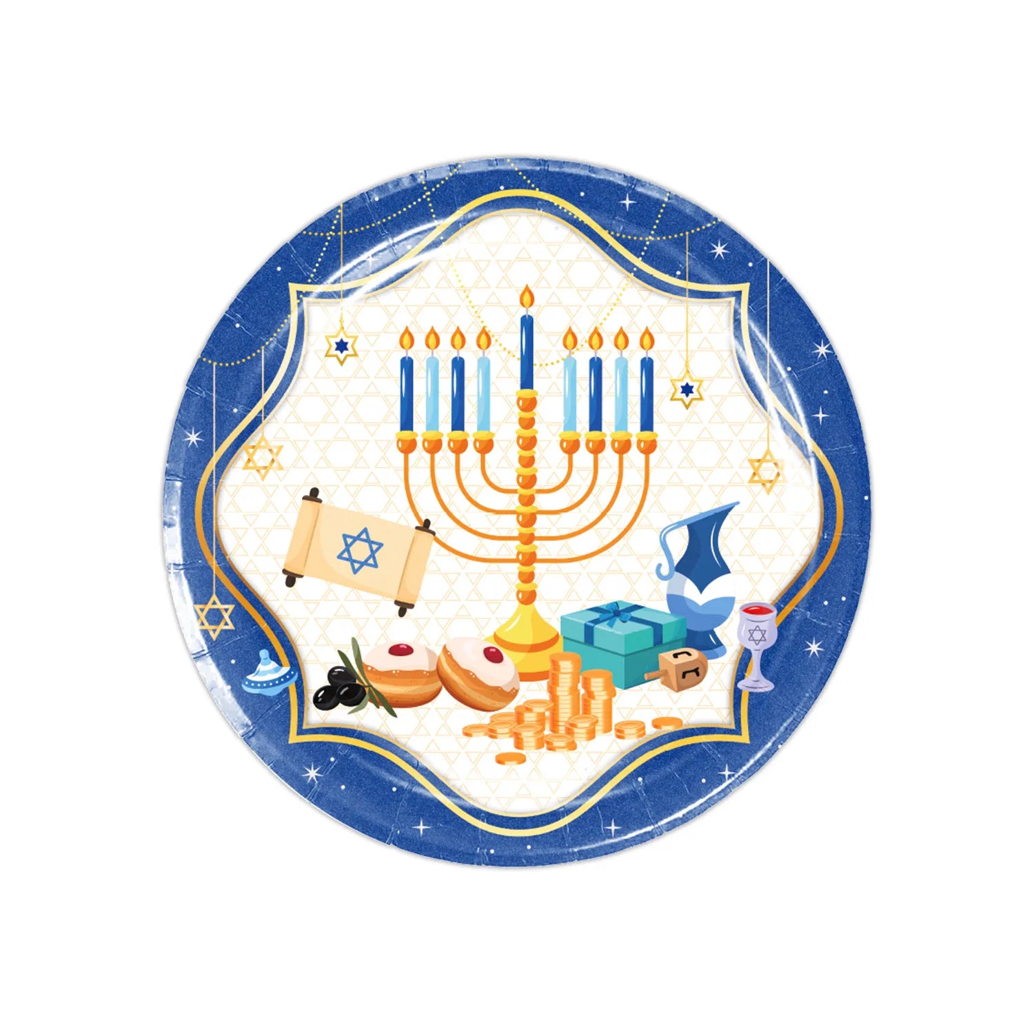 Disposable Jewish Hanukkah Supplies, Cutlery Set, Plates, Napkins, Cup, Festival Party Decorations 
