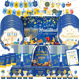Disposable Jewish Hanukkah Supplies, Cutlery Set, Plates, Napkins, Cup, Festival Party Decorations 