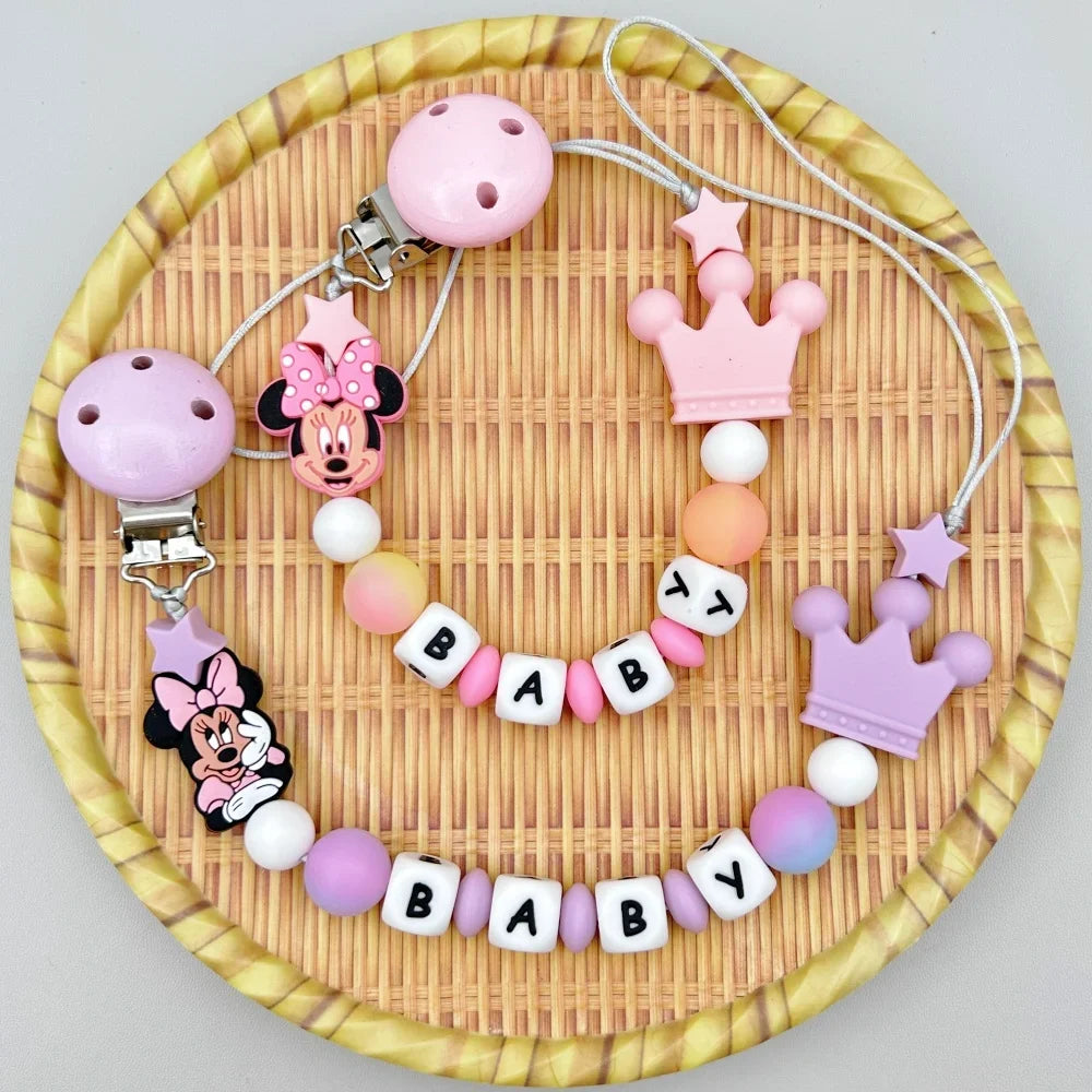 Desenhos animados Silicone Contas luminosas para o bebê, Clipes Chupeta, Cadeia Titular, mordedor, Personalizado Inglês e Rússia Nome, Brinquedo Kawaii