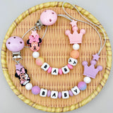 Cartoon Silicone Luminous Beads for Baby, Pacifier Clips, Chain Holder, Teether, Personalized English and Russia Name, Kawaii Toy 