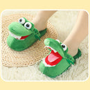 Cartoon Crocodile Cotton Slippers with Movable Mouth, Funny Home Shoes, Winter Warm Shoes, Christmas Gift for Men and Women 