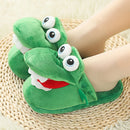 Cartoon Crocodile Cotton Slippers with Movable Mouth, Funny Home Shoes, Winter Warm Shoes, Christmas Gift for Men and Women 