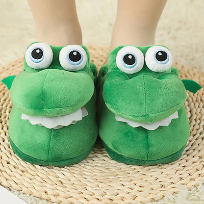 Pantuflas de algodón con diseño de cocodrilo y boca móvil, divertidas zapatillas de estar por casa, cálidas para el invierno, regalo de Navidad para hombres y mujeres. 
