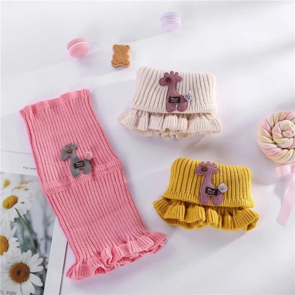 Baby Cartoon Knitted Scarves, Children's Wool Scarf, Outdoor Scarves, Warm Scarves, Multiple Olors, Ruffle Neck, High Quality 