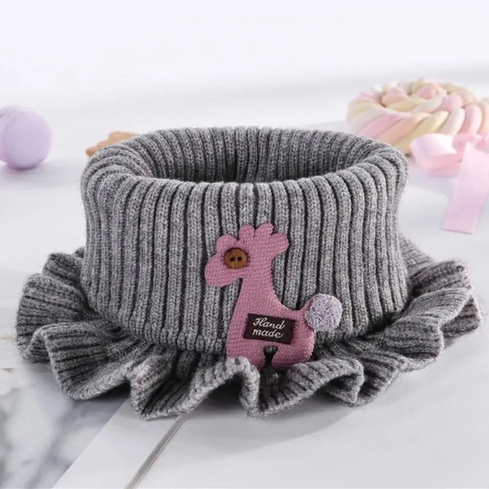 Baby Cartoon Knitted Scarves, Children's Wool Scarf, Outdoor Scarves, Warm Scarves, Multiple Olors, Ruffle Neck, High Quality 