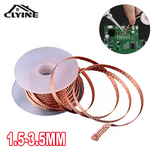 Desoldering Mesh Braid Tape, Copper Welding Point, Solder Remover Wire, Solder Wick, Tin Lead Cord, Solder Flux, 1.5-3.5mm 
