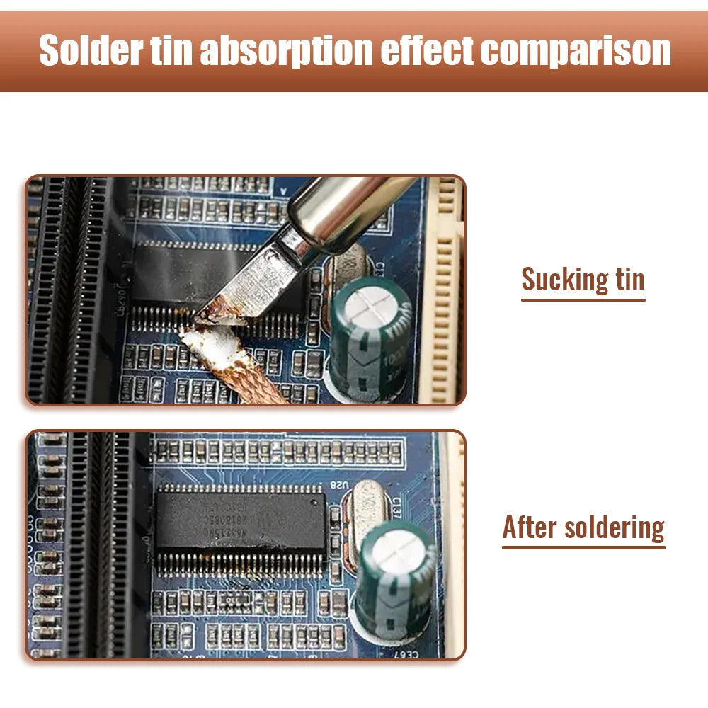 Desoldering Mesh Braid Tape, Copper Welding Point, Solder Remover Wire, Solder Wick, Tin Lead Cord, Solder Flux, 1.5-3.5mm 