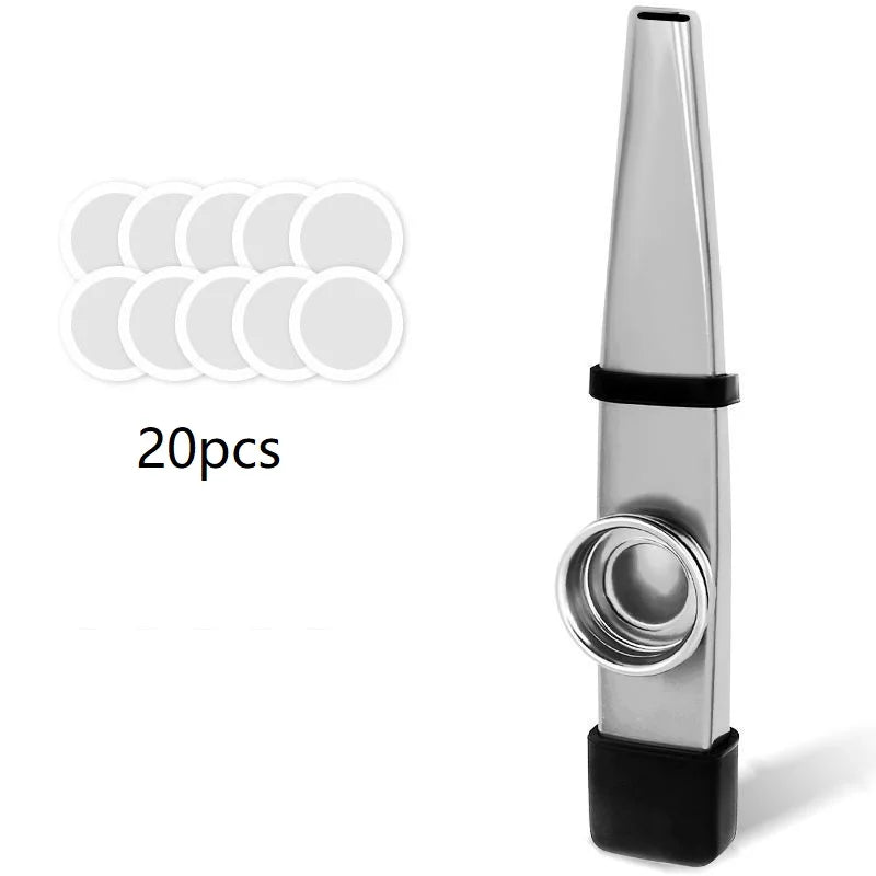 Diafragma de metal Kazoo com estojo de silicone, bom companheiro para cavaquinho, violino, guitarra, piano, 7 cores, 20 peças