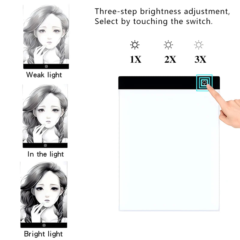 Tablero de dibujo con luz LED regulable, juguete para niños, pintura educativa, regalo creativo para niños, niveles A3, A4 y A5. 