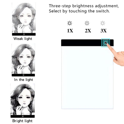 Dimmable LED Drawing Copy Pad Board, Brinquedo Infantil, Pintura Educativa, Kids's Grow, Presentes Criativos para Crianças, A3, A4, Nível A5