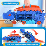 Camión transportador de dinosaurios de juguete, pista plegable, transporte de aleación, coche de juguete, regalo para niños pequeños. 