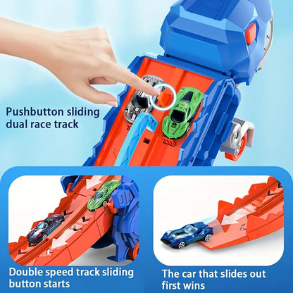 Dinosaur Transporter Truck Toys, Foldable Track, Alloy Transport, Car Toy, Gift for Kids, Toddler Boy 