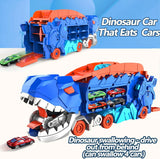 Camión transportador de dinosaurios de juguete, pista plegable, transporte de aleación, coche de juguete, regalo para niños pequeños. 