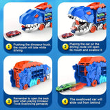Camión transportador de dinosaurios de juguete, pista plegable, transporte de aleación, coche de juguete, regalo para niños pequeños. 