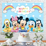 Disney Cartoon Theme Photography Background, Mickey, Minnie Mouse, Baby Shower, Happy Birthday, Gender Reveal, Banner for Children, 1Set 