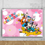 Disney Cartoon Theme Photography Background, Mickey, Minnie Mouse, Baby Shower, Happy Birthday, Gender Reveal, Banner for Children, 1Set 