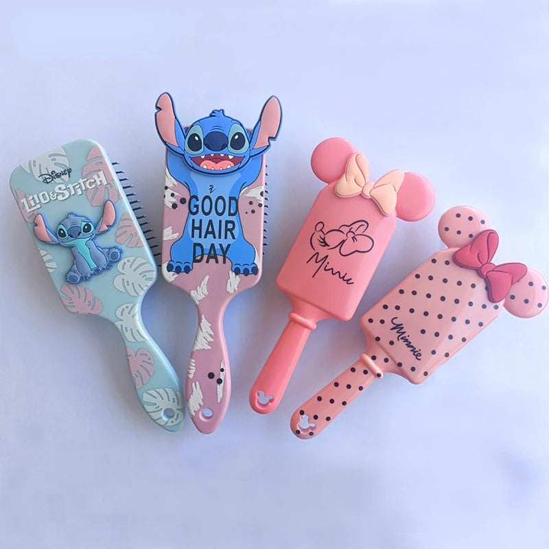 Disney-Stitch Air Cushion Massage Combs, Minnie Mouse Cartoon Anime Figures, Children Comb, Hair Brush, Hairdressing Tool, Kids Gift 
