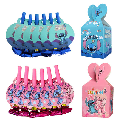 Disney Stitch School Family Party Supplies, Paper Candy Box, Toy Blowouts, Presentes Festival, Decoração de Festa de Aniversário, Dia das Crianças