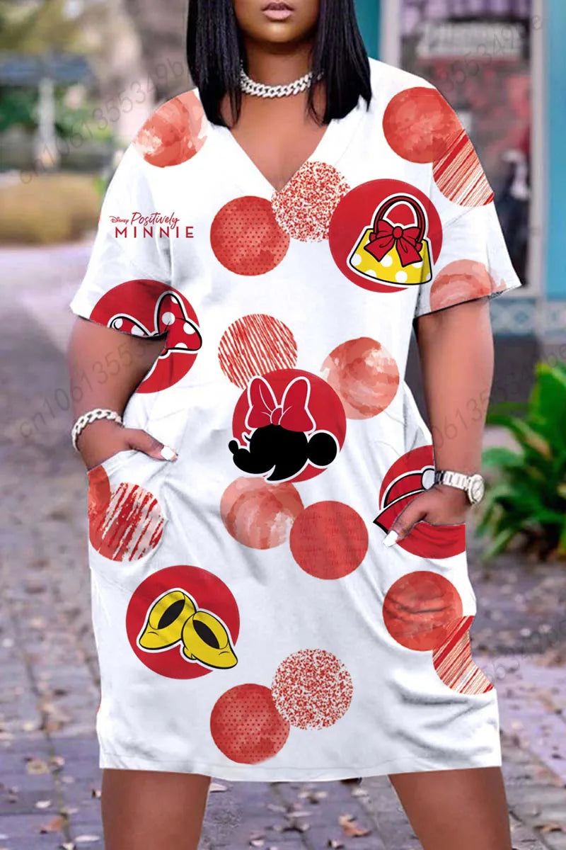 Disney-elegantes vestidos longos femininos, roupas de mulher, chique grande, verão, plus size, 2024