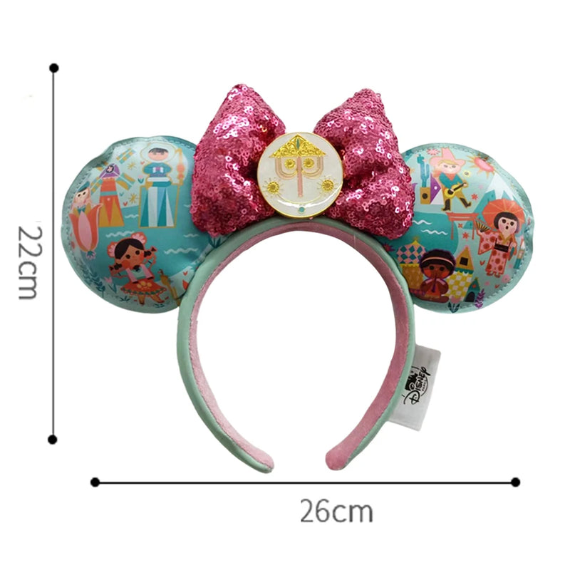 Diadema con orejas de Minnie y lazos grandes de Disney, ideal para disfraz de cosplay, de peluche, para adultos y niños. 