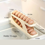 Dispensador automático de huevos rodantes de doble capa, soporte para refrigerador, capacidad para 15 huevos, almacenamiento de huevos que ahorra espacio, nuevo 