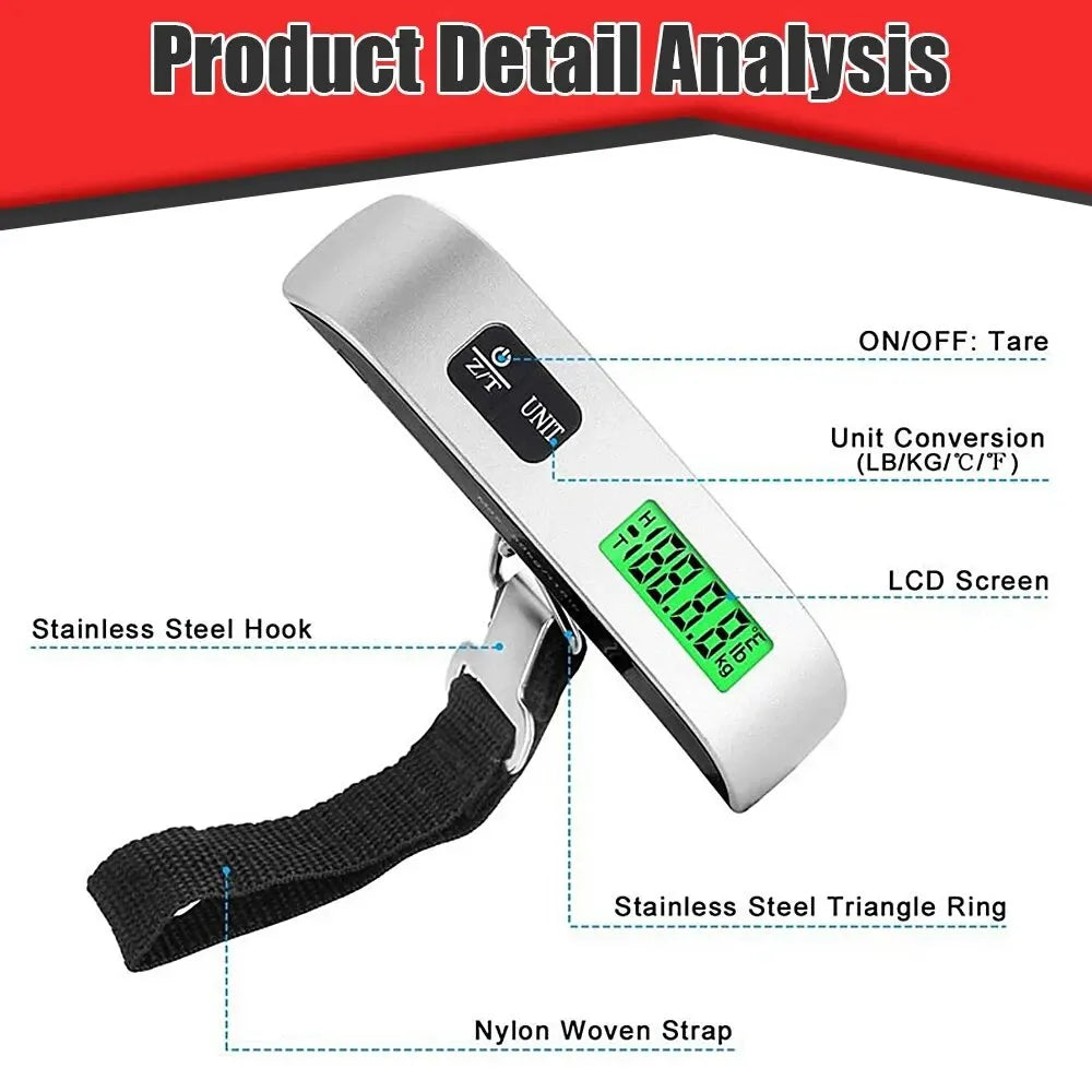 Display LCD Digital portátil ferramenta de equilíbrio de peso, balança eletrônica, viagem pesa saco, peso da bagagem, mala, 110lb, 50kg
