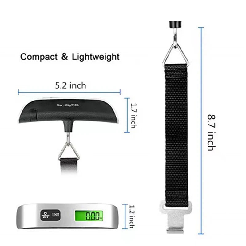 Display lcd digital 110lb/50kg bagagem eletrônica pendurado mala de viagem pesha saco de bagagem equilíbrio de peso ferramenta de balança portátil