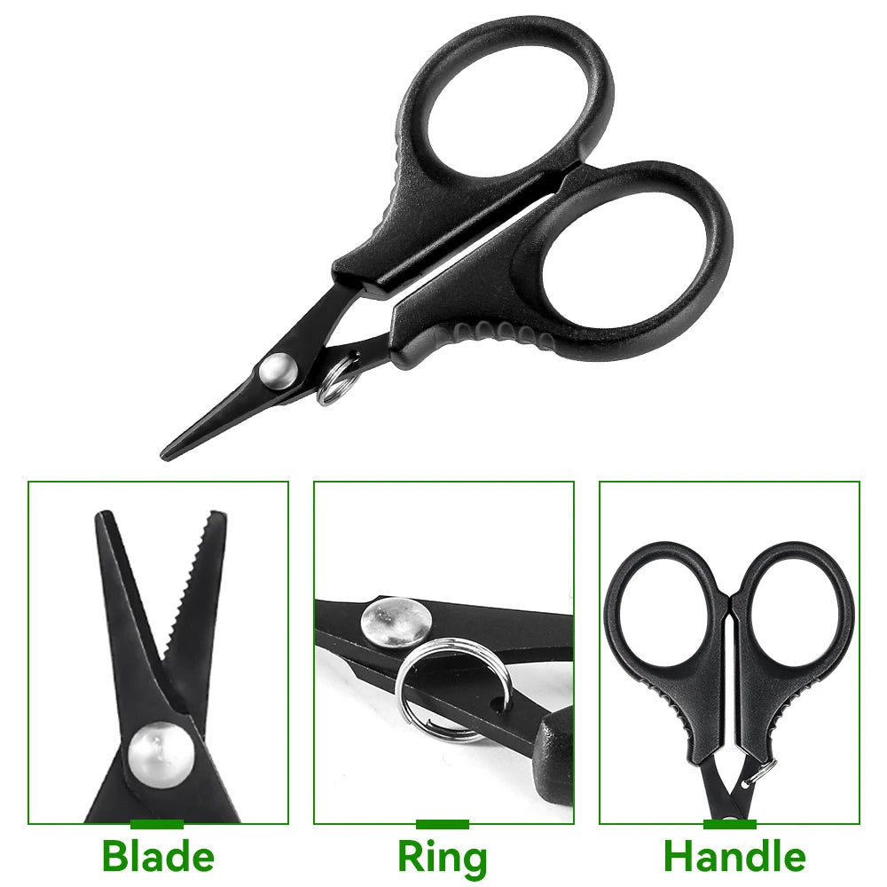 DNDYUJU Titanium Coated Fishing Scissors Pliers Stainless Steel PE Cutting Braid Line Cutter Carp Fishing Tools Accessories 